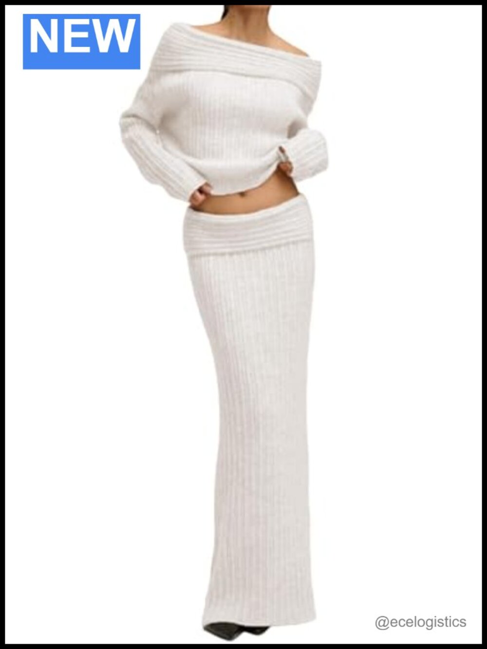 Off Shoulder Sweater and Skirt 2 Piece Set Knit Lounge Set Women Y2K
